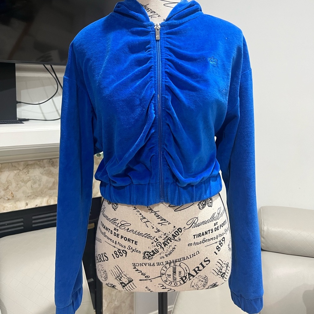 y2k cropped royal blue juicy couture zipup